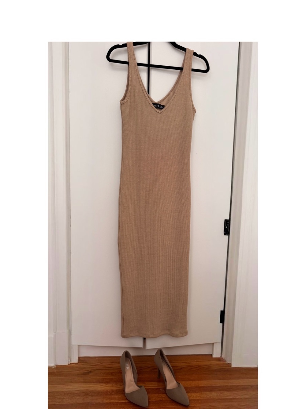 Lioness Ribbed Tank Midi Dress in Taupe